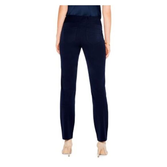 NIC+ZOE Womens Navy Elastic Waist Faux Fly Pull-on Straight leg Pants 16 - Picture 2 of 3